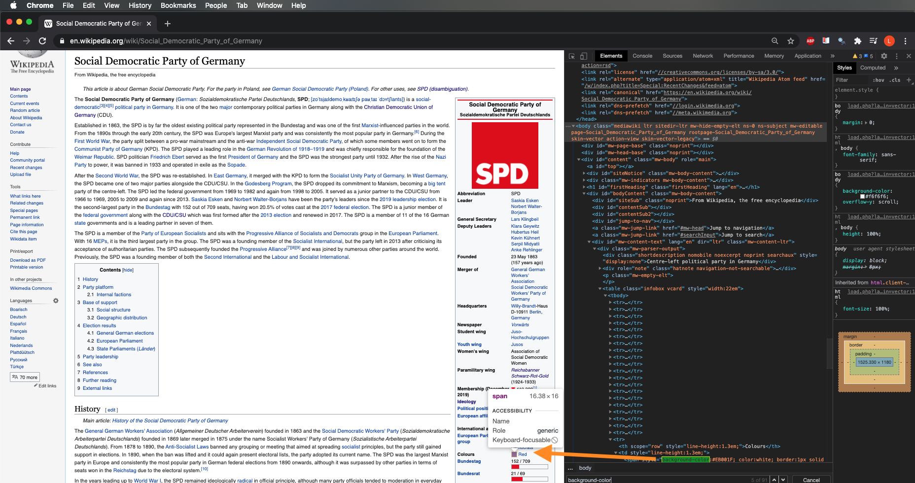 Wikipedia party infobox example
